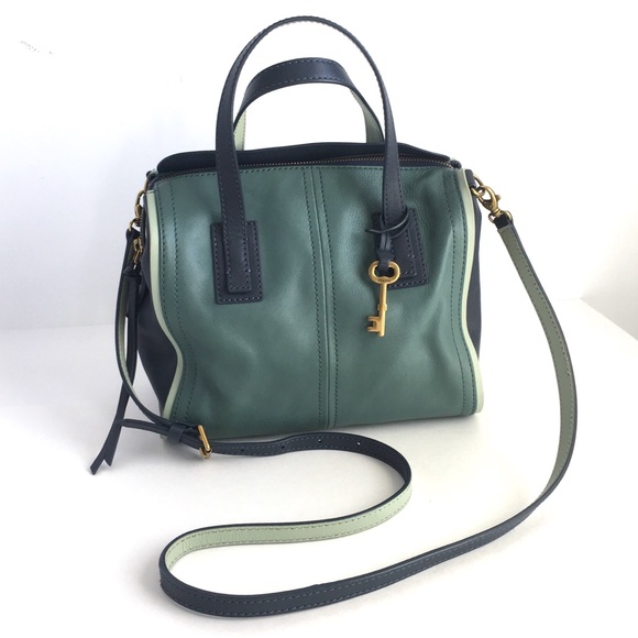 Fossil Handbags - Fossil Emma Leather Satchel Bag Crossbody Handbag